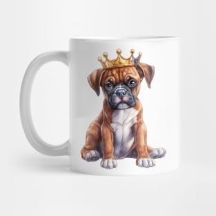 Watercolor Boxer Dog Wearing a Crown Mug